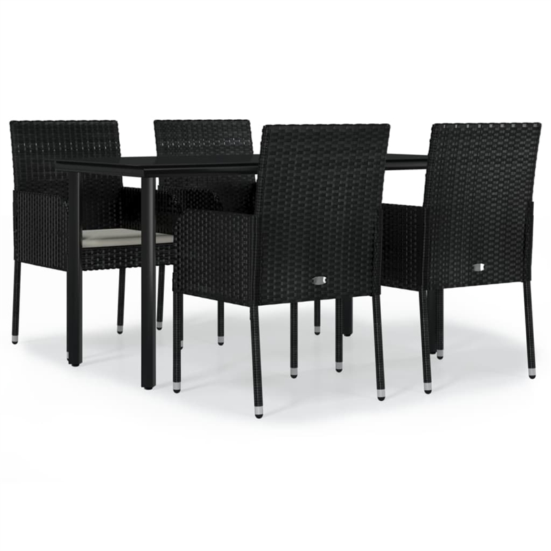 vidaXL Garden Dining Set in Black/Cream White