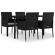 vidaXL Garden Dining Set in Black/Cream White