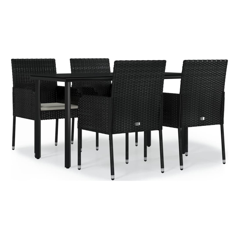 vidaXL Garden Dining Set in Black/Cream White