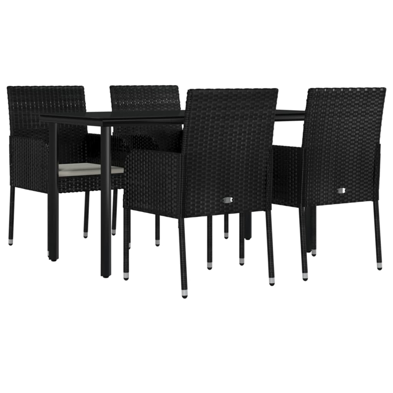 vidaXL Garden Dining Set in Black/Cream White
