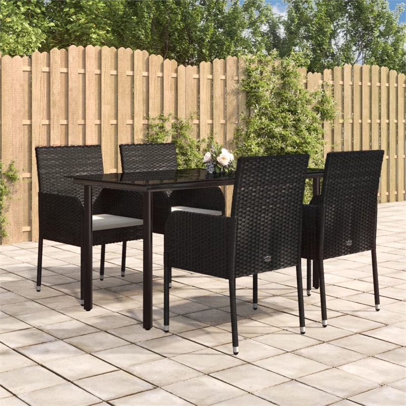 vidaXL Garden Dining Set in Black/Cream White
