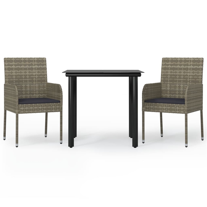 vidaXL Garden Dining Set in Black and Gray