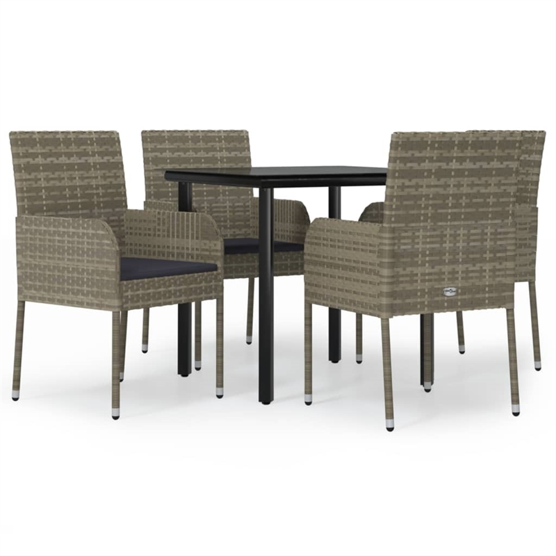 vidaXL Garden Dining Set in Black and Gray