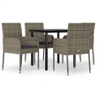 vidaXL Garden Dining Set in Black and Gray