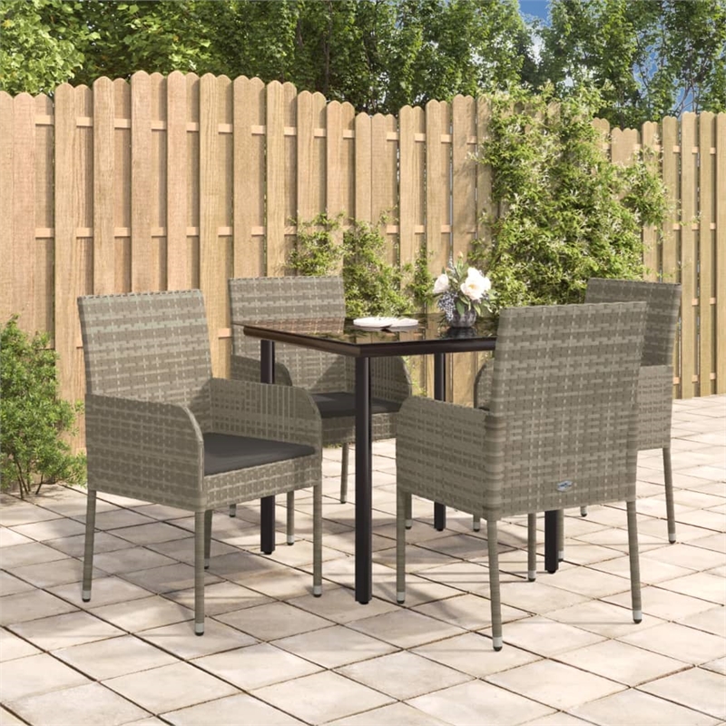 vidaXL Garden Dining Set in Black and Gray