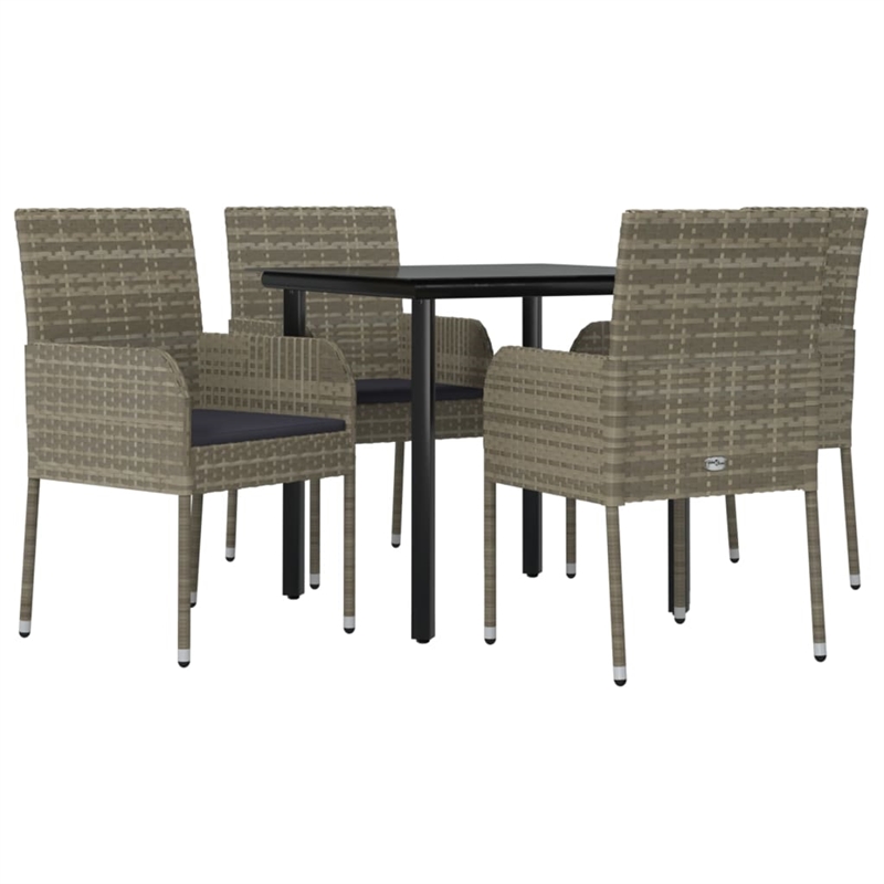 vidaXL Garden Dining Set in Black and Gray