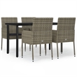vidaXL PE Rattan 5 Piece Garden Dining Set in Black and Gray