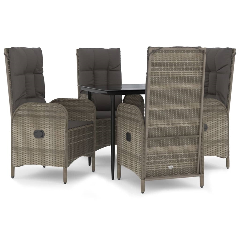 vidaXL Garden Dining Set in Black and Gray