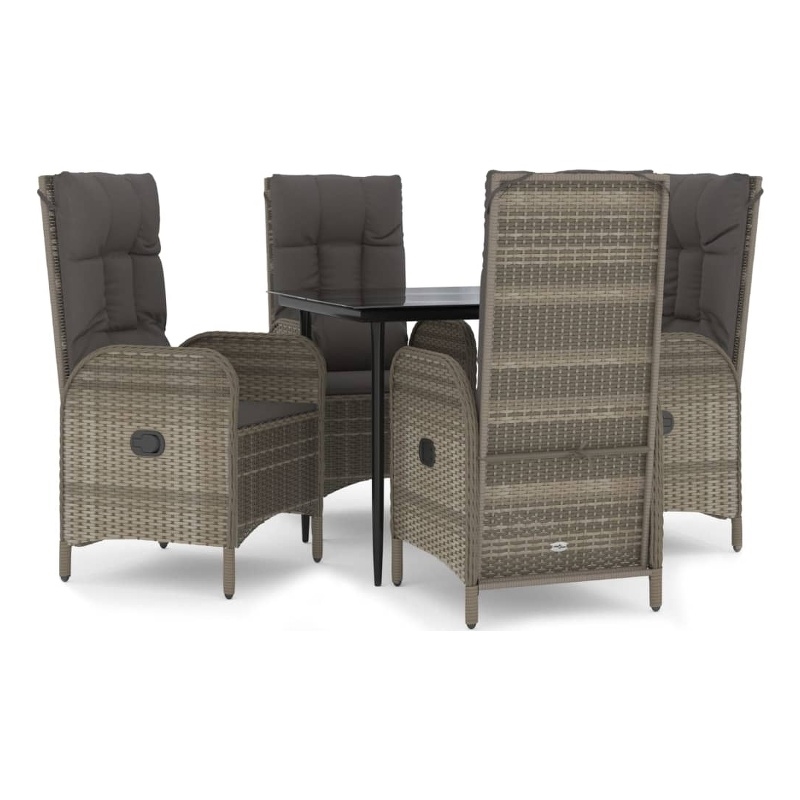 vidaXL Garden Dining Set in Black and Gray