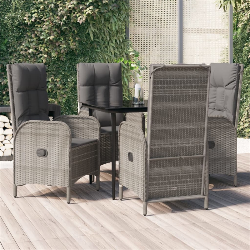 vidaXL Garden Dining Set in Black and Gray