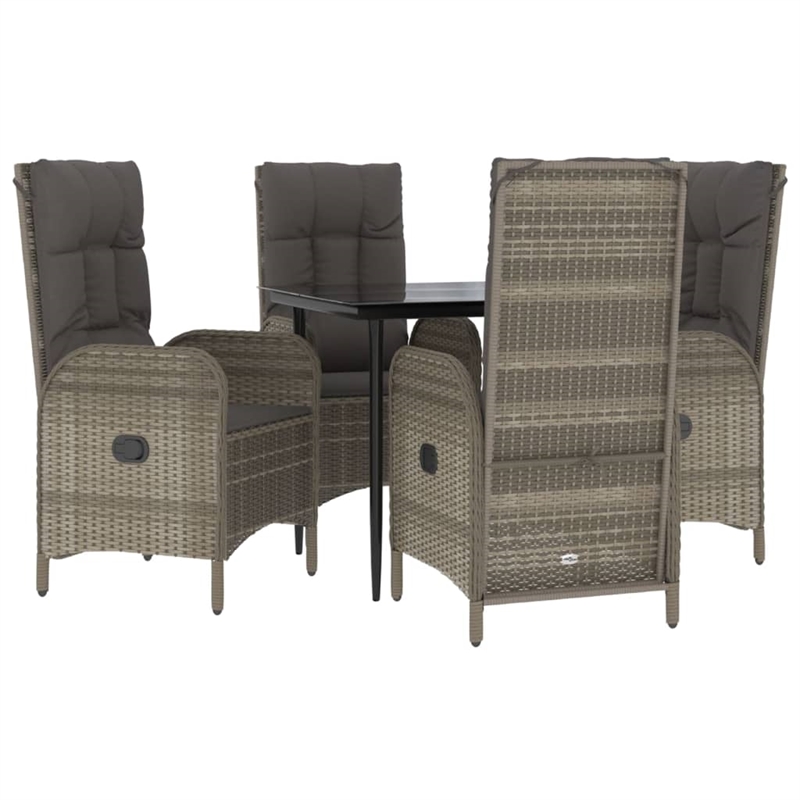 vidaXL Garden Dining Set in Black and Gray