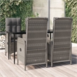 vidaXL Poly Rattan 5 Piece Garden Dining Set in Black and Gray