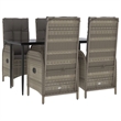 vidaXL Poly Rattan 5 Piece Garden Dining Set in Black and Gray