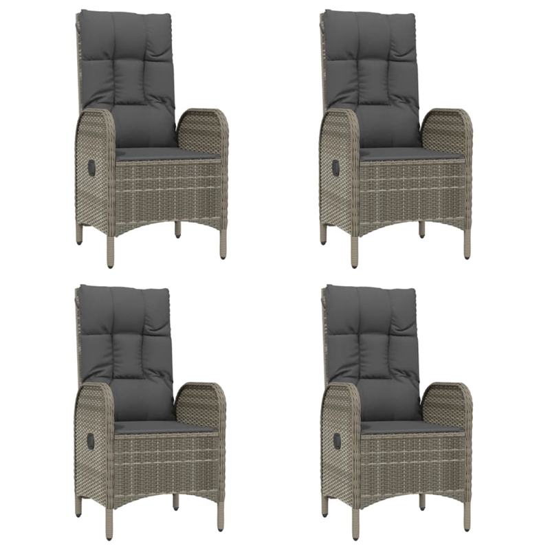 vidaXL Poly Rattan 5 Piece Garden Dining Set in Black and Gray