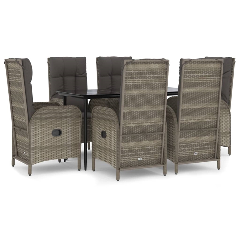 vidaXL Garden Dining Set in Black and Gray