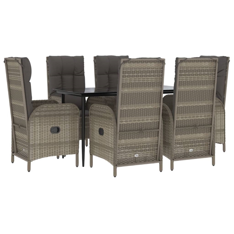 vidaXL Garden Dining Set in Black and Gray