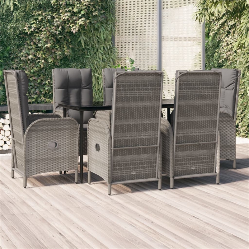 vidaXL Garden Dining Set in Black and Gray