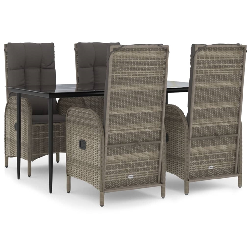 vidaXL Garden Dining Set in Black and Gray