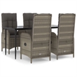 vidaXL Garden Dining Set in Black and Gray
