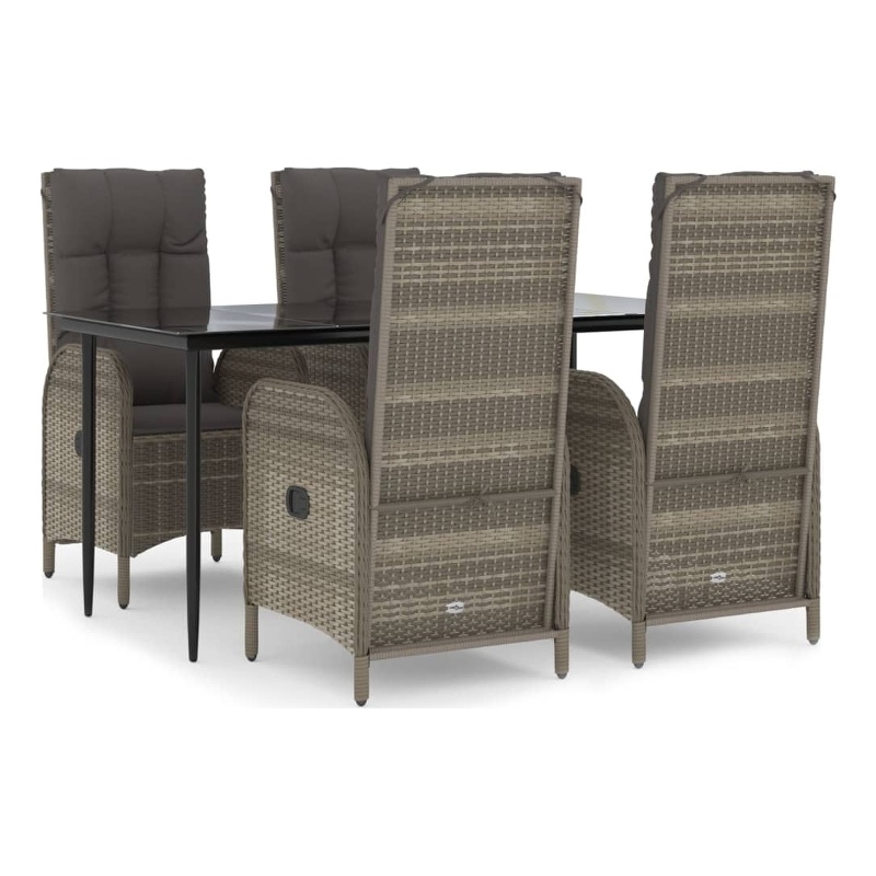 vidaXL Garden Dining Set in Black and Gray