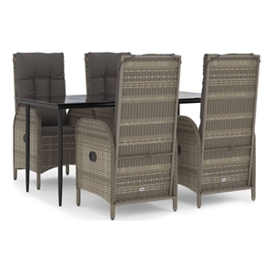 vidaXL Garden Dining Set in Black and Gray