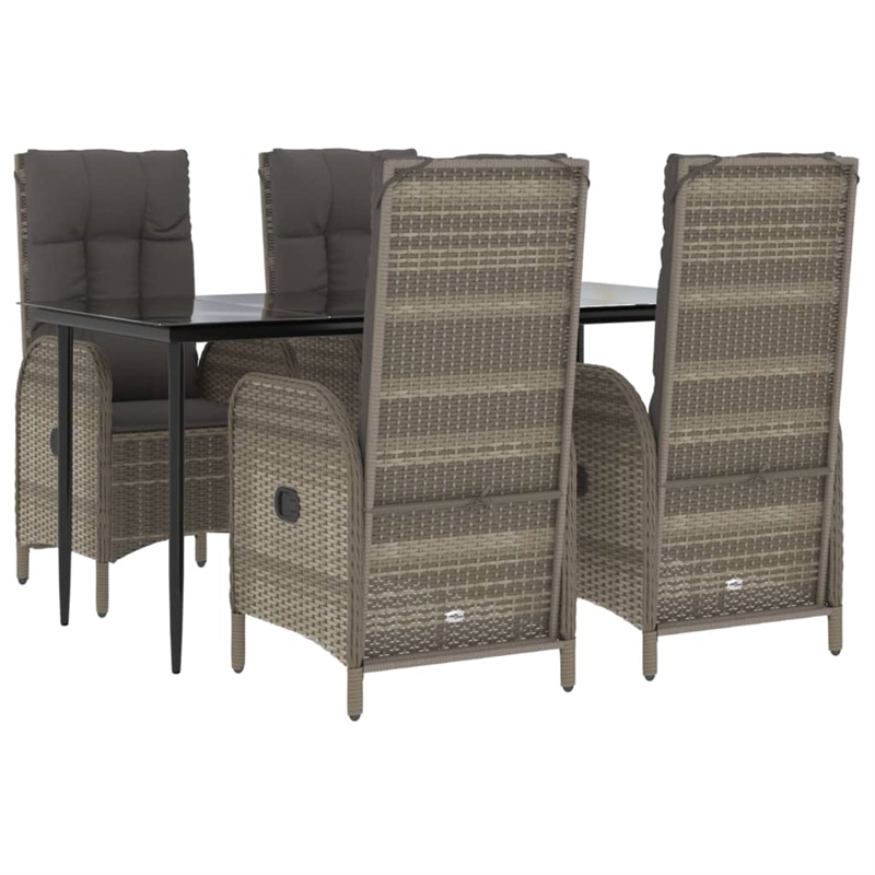 vidaXL Garden Dining Set in Black and Gray