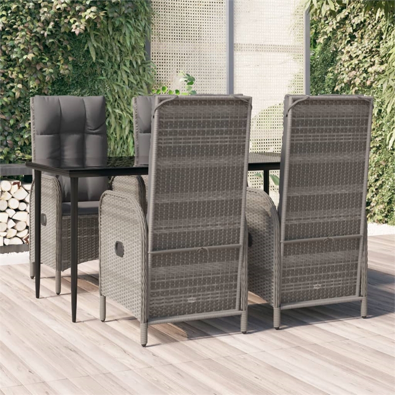 vidaXL Garden Dining Set in Black and Gray