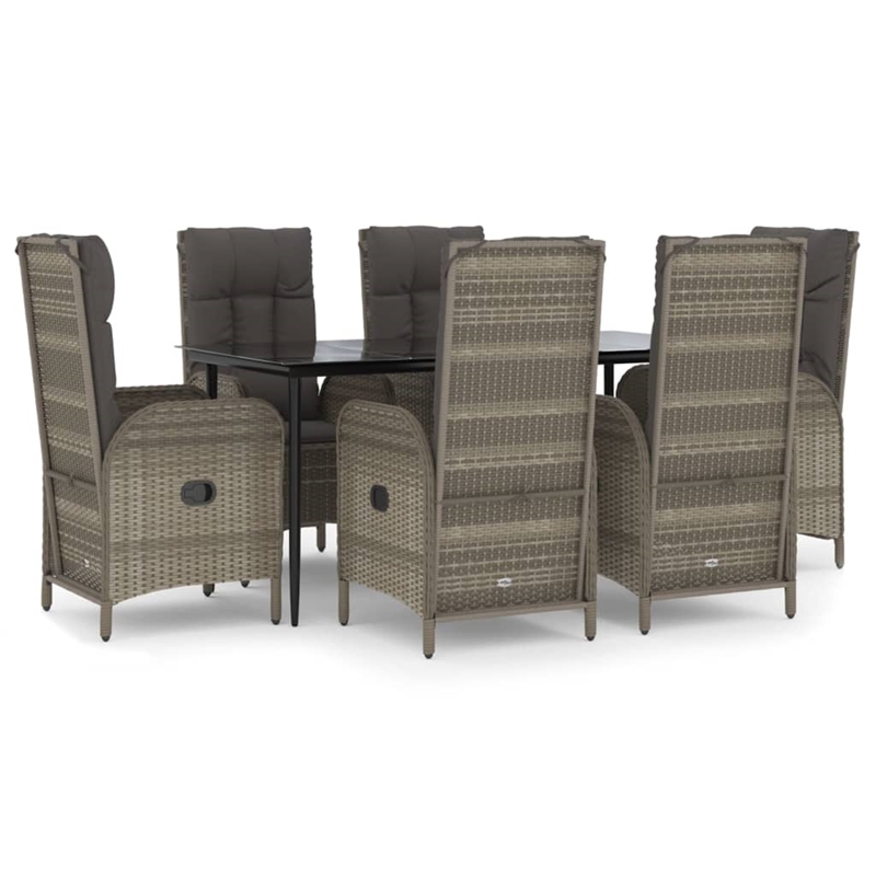 vidaXL Garden Dining Set in Black and Gray