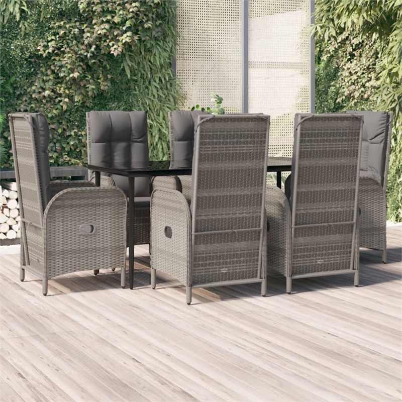 vidaXL Garden Dining Set in Black and Gray