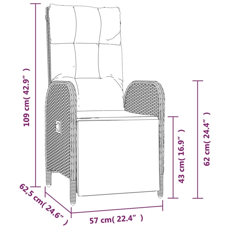 vidaXL Garden Dining Set in Black and Gray