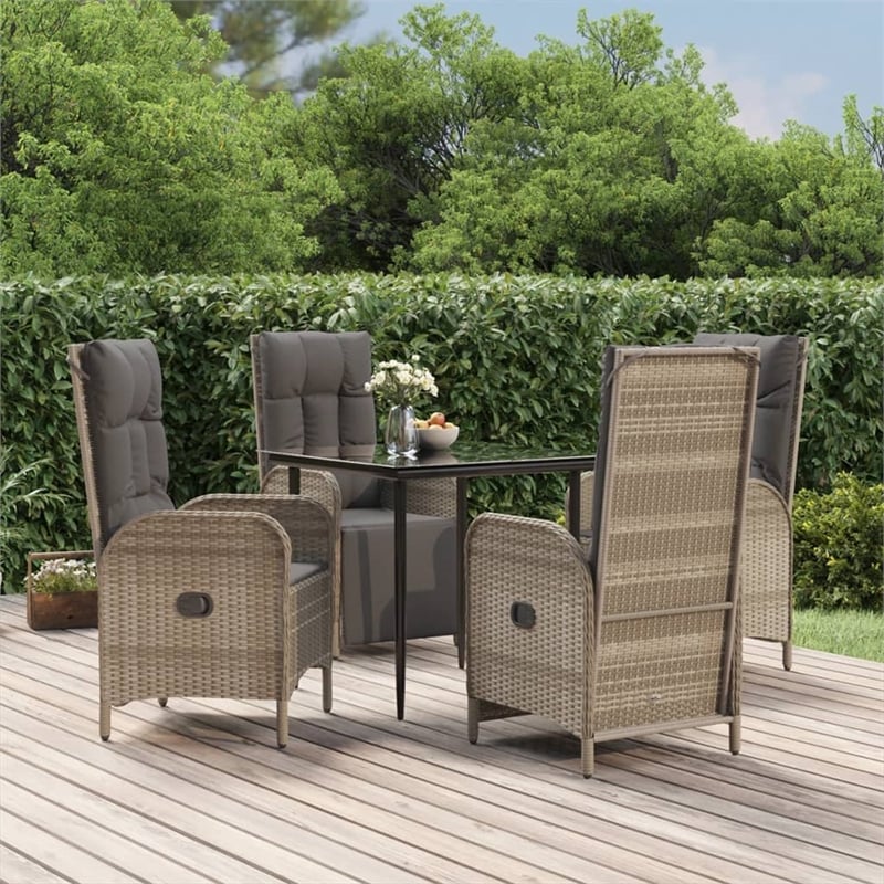 vidaXL Garden Dining Set in Black and Gray