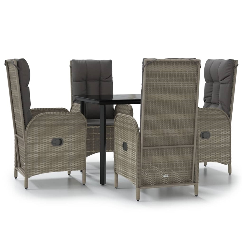 vidaXL Garden Dining Set in Black and Gray