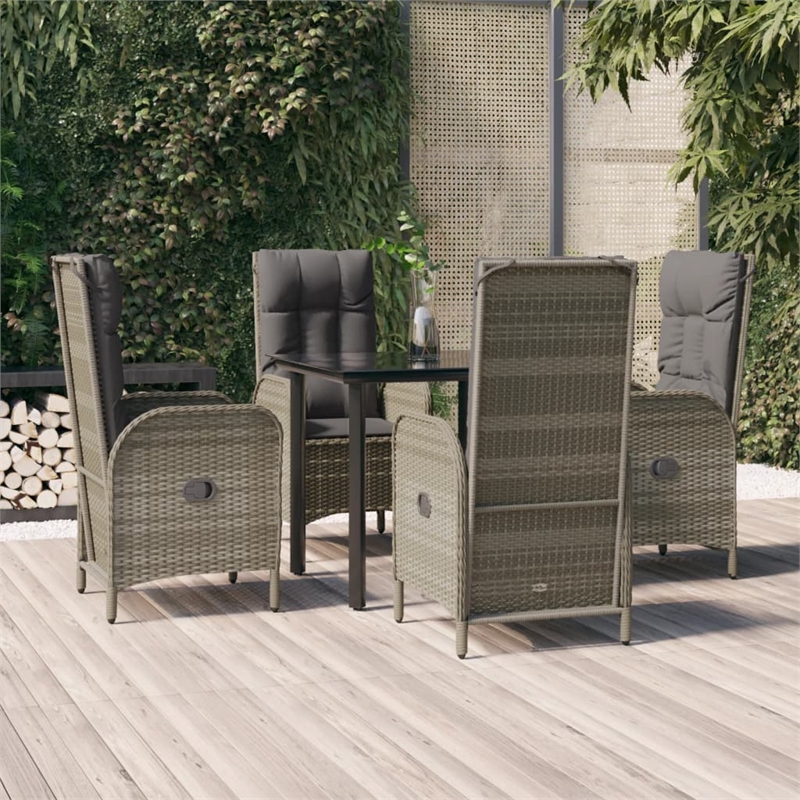 vidaXL Garden Dining Set in Black and Gray