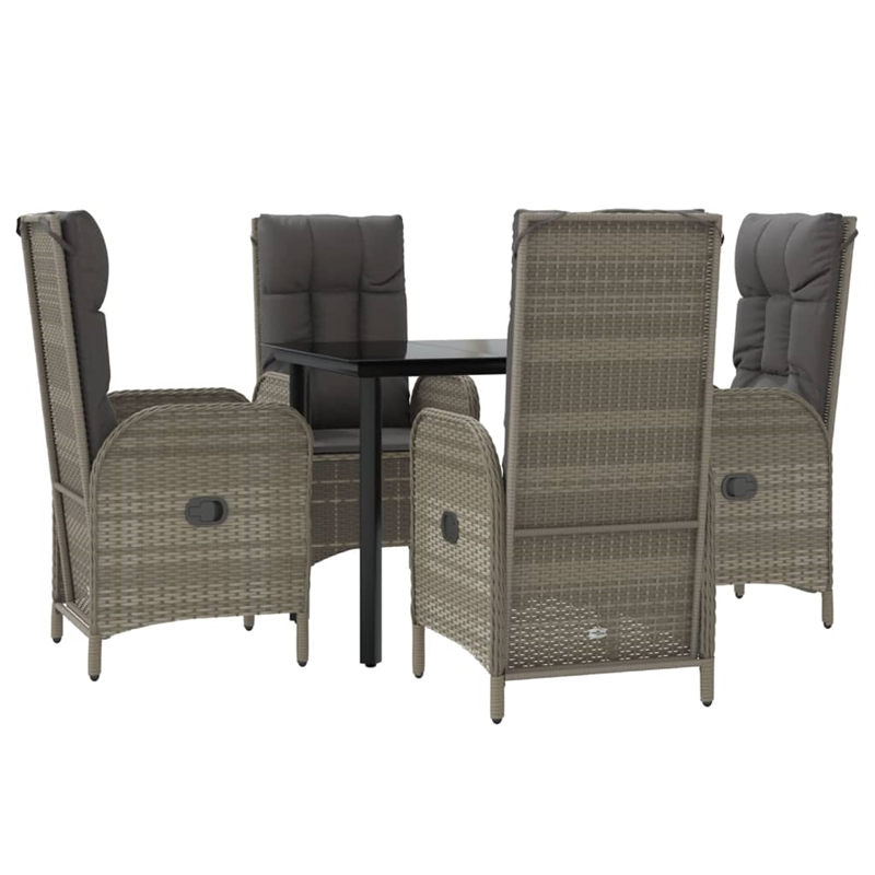 vidaXL Garden Dining Set in Black and Gray