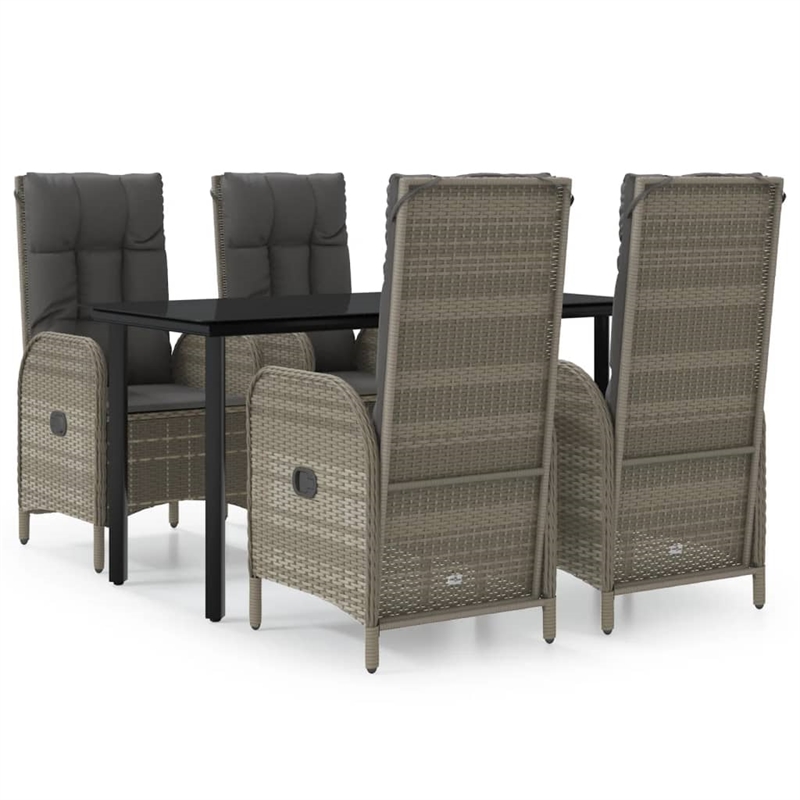 vidaXL Garden Dining Set in Black and Gray