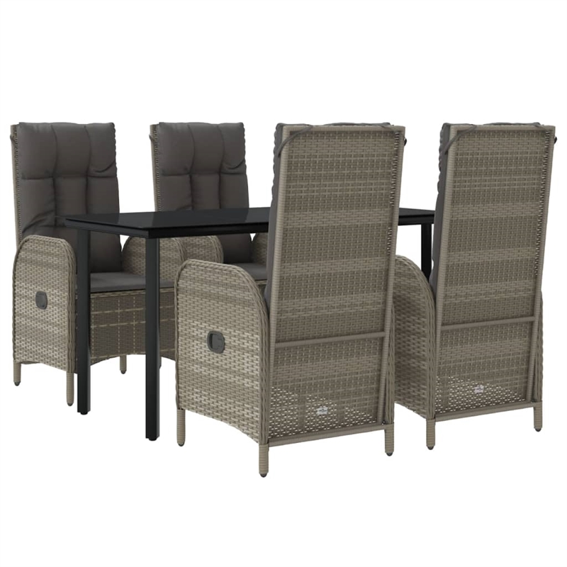 vidaXL Garden Dining Set in Black and Gray