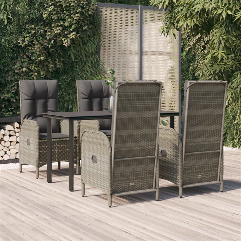 vidaXL Garden Dining Set in Black and Gray