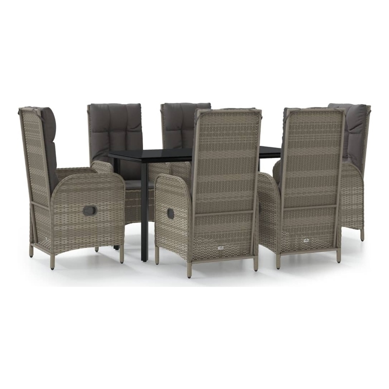 vidaXL Garden Dining Set in Black and Gray