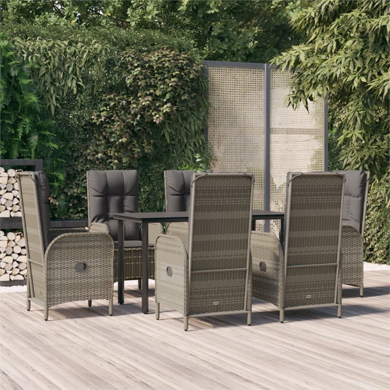 vidaXL Garden Dining Set in Black and Gray