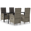 vidaXL PE Rattan Medium Garden Dining Set in Black and Gray