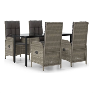 vidaXL PE Rattan Medium Garden Dining Set in Black and Gray