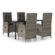 vidaXL PE Rattan Medium Garden Dining Set in Black and Gray