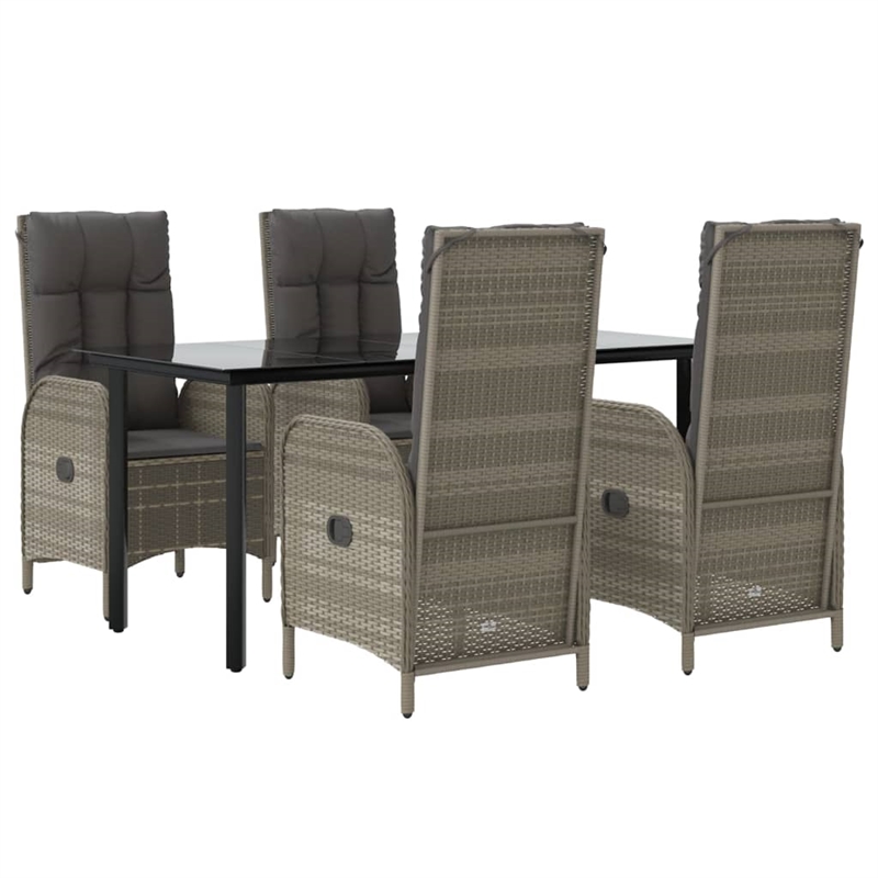 vidaXL PE Rattan Medium Garden Dining Set in Black and Gray