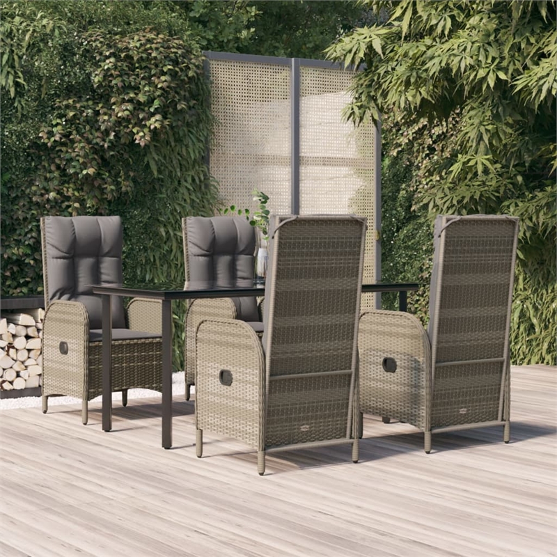 vidaXL PE Rattan Medium Garden Dining Set in Black and Gray