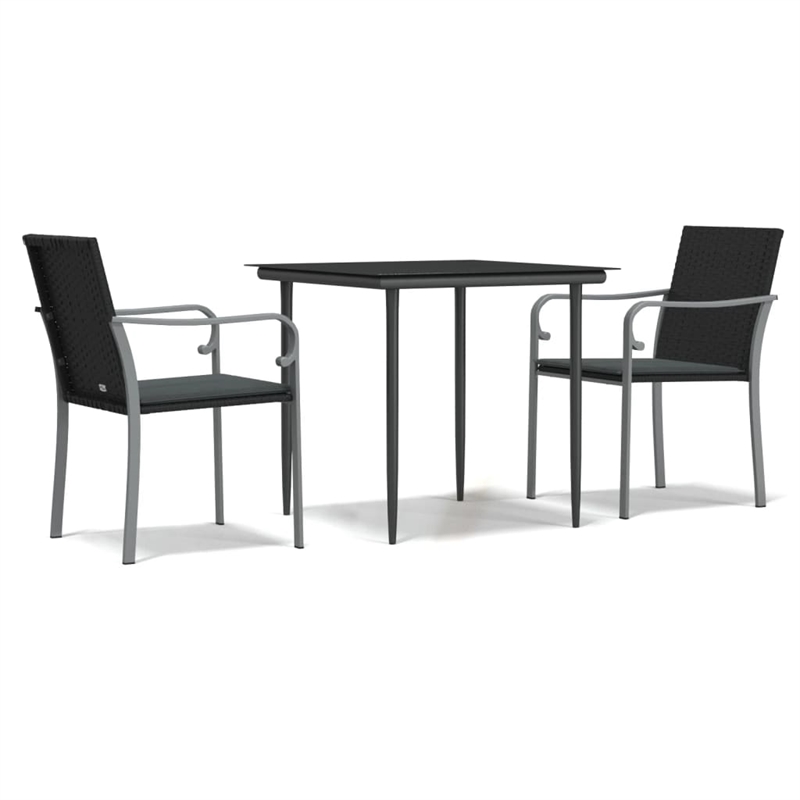 vidaXL Garden Dining Set in Black and Dark Gray
