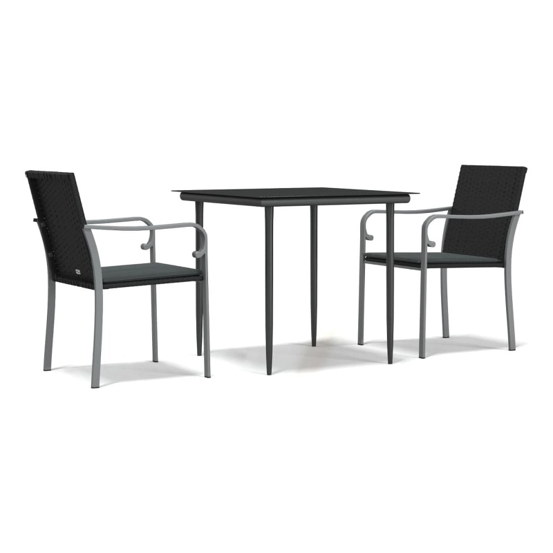 vidaXL Garden Dining Set in Black and Dark Gray