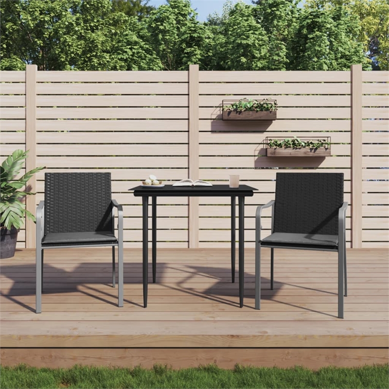 vidaXL Garden Dining Set in Black and Dark Gray