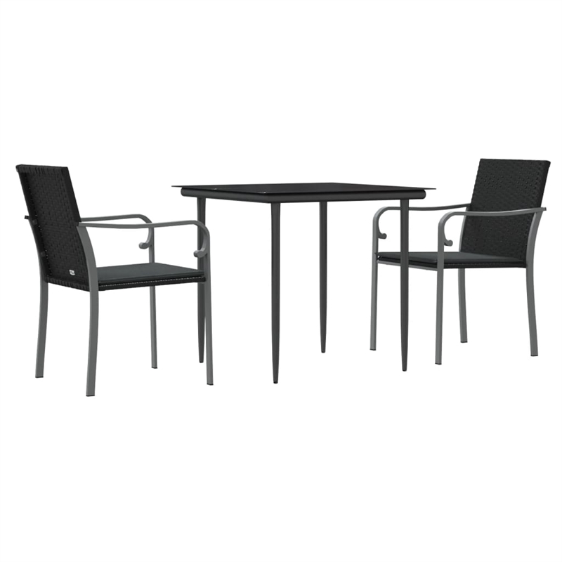 vidaXL Garden Dining Set in Black and Dark Gray
