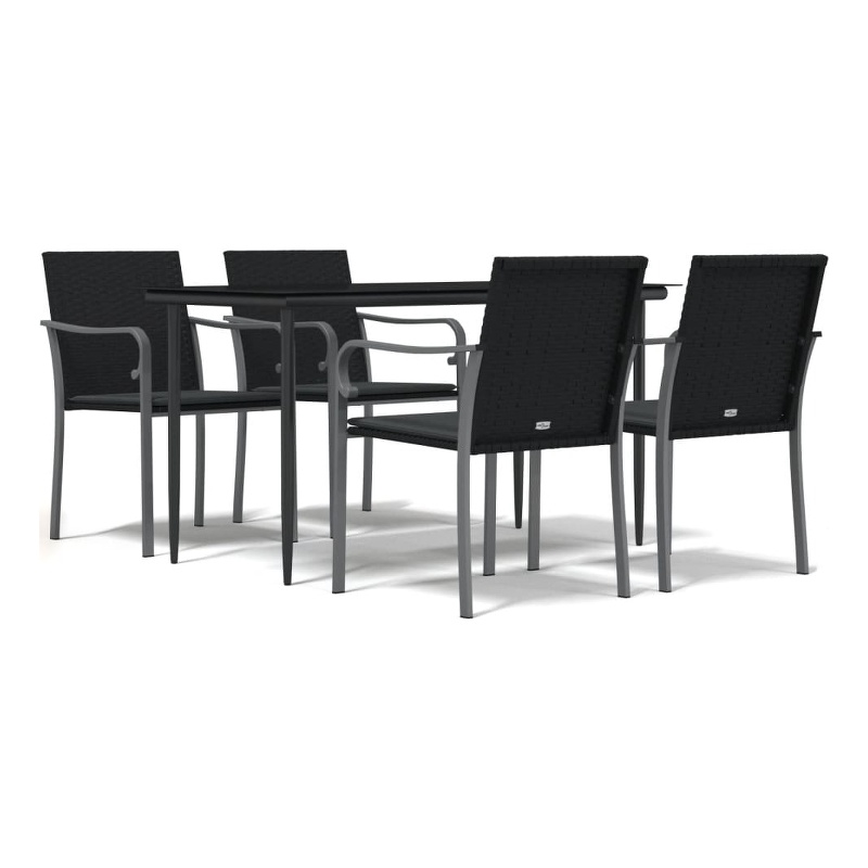 vidaXL Garden Dining Set in Black/Dark Gray