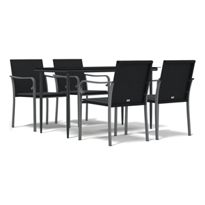 vidaXL Garden Dining Set in Black/Dark Gray